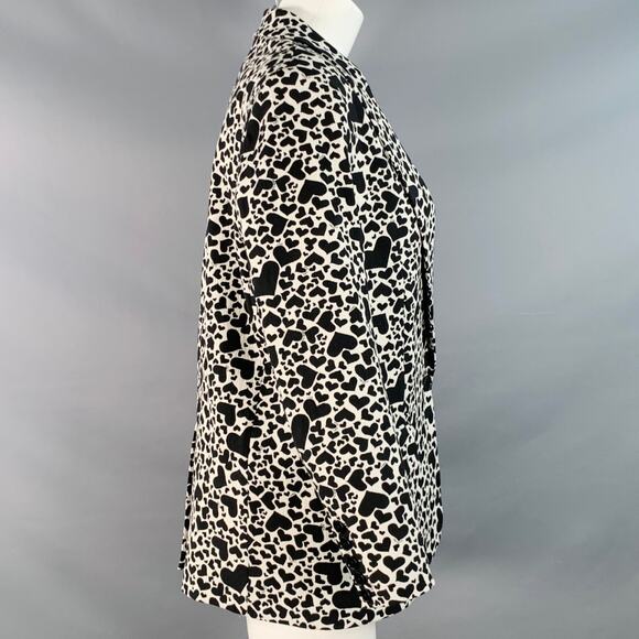 ZADIG & VOLTAIRE Size M Black White Crepe Heart Single Button Jacket Blazer - Picture 3 of 9